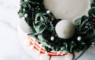 Frosted Cake With Wreath Decor